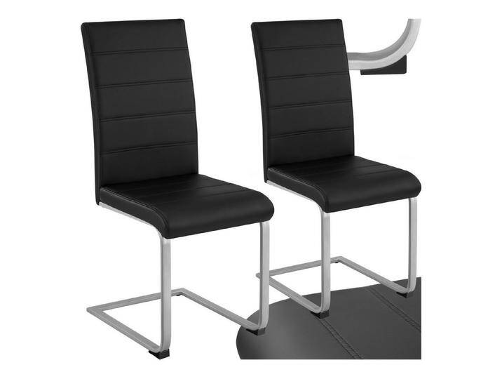 tectake Esszimmerstuhl Set Schwingstuhl (2er Set, 2 St), gepolstert mit Kunstlederbezug, schwarz, schwarz von tectake