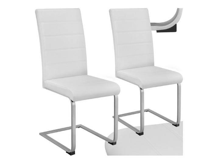 tectake Esszimmerstuhl Set Schwingstuhl (2er Set, 2 St), gepolstert mit Kunstlederbezug, weiß, weiß von tectake