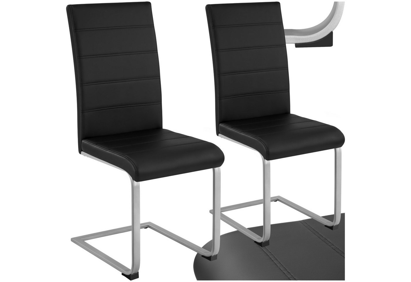 tectake Esszimmerstuhl Set Schwingstuhl (2er Set, 2 St), gepolstert mit Kunstlederbezug von tectake