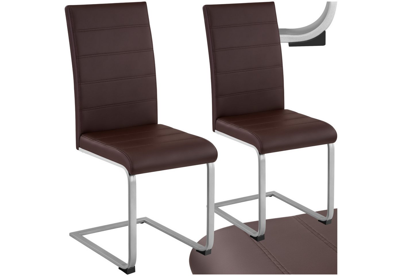 tectake Esszimmerstuhl Set Schwingstuhl (2er Set, 2 St), gepolstert mit Kunstlederbezug von tectake
