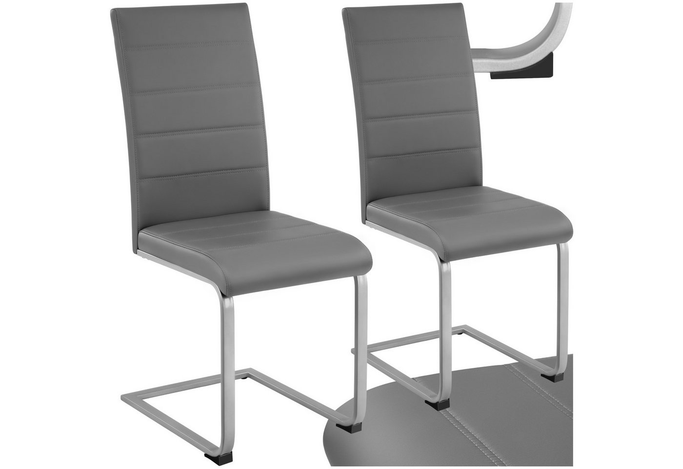 tectake Esszimmerstuhl Set Schwingstuhl (2er Set, 2 St), gepolstert mit Kunstlederbezug von tectake