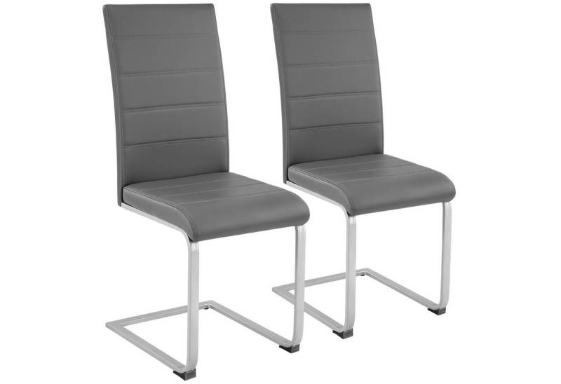 tectake Esszimmerstuhl Set Schwingstuhl (2er Set, 2 St), gepolstert mit Kunstlederbezug von tectake