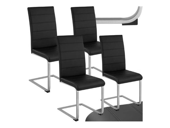 tectake Esszimmerstuhl Set Schwingstuhl (4er Set, 4 St), gepolstert mit Kunstlederbezug, schwarz, schwarz von tectake