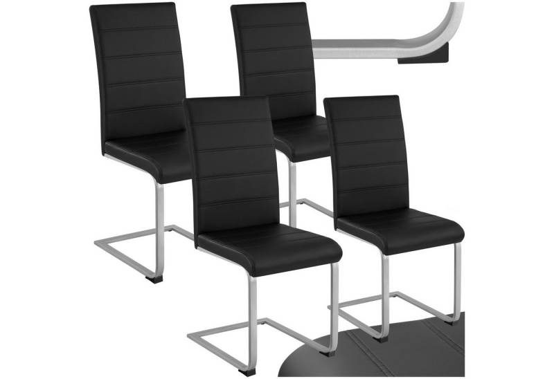 tectake Esszimmerstuhl Set Schwingstuhl (4er Set, 4 St), gepolstert mit Kunstlederbezug von tectake