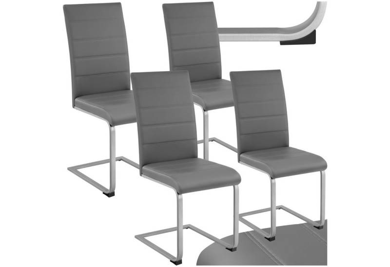 tectake Esszimmerstuhl Schwingstühle, Kunstleder (Set., 4 St), Strapazierfähiges Kunstleder von tectake