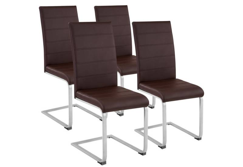 tectake Esszimmerstuhl Set Schwingstuhl (4er Set, 4 St), gepolstert mit Kunstlederbezug von tectake