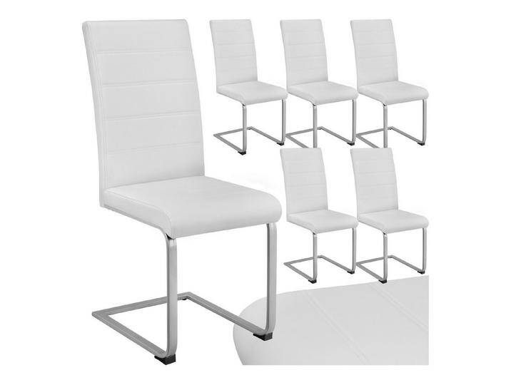 tectake Esszimmerstuhl Set Schwingstuhl (6er Set, 6 St), gepolstert mit Kunstlederbezug, weiß, weiß von tectake