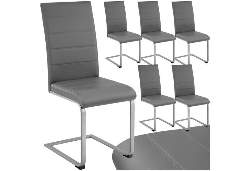 tectake Esszimmerstuhl Set Schwingstuhl (6er Set, 6 St), gepolstert mit Kunstlederbezug von tectake