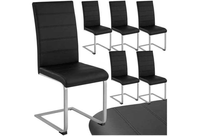 tectake Esszimmerstuhl Set Schwingstuhl (6er Set, 6 St), gepolstert mit Kunstlederbezug von tectake