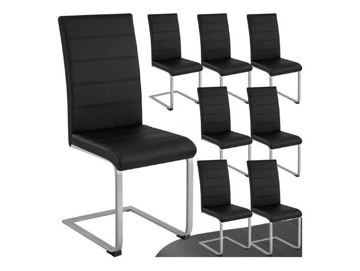 tectake Esszimmerstuhl Set Schwingstuhl (8er Set, 8 St), gepolstert mit Kunstlederbezug, schwarz, schwarz von tectake