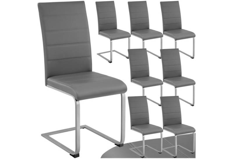 tectake Esszimmerstuhl Schwingstühle, gepolstert mit Kunstlederbezug, 41 x 52 x 99 cm (Set, 8 St), Strapazierfähiges Kunstleder von tectake