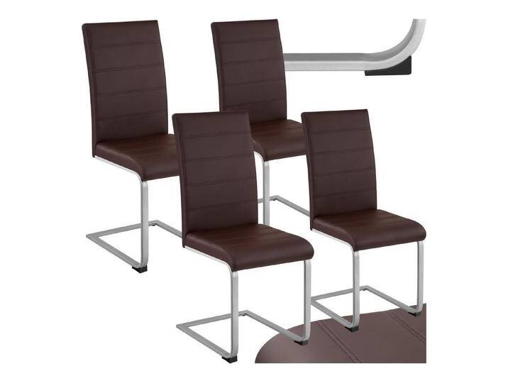 tectake Esszimmerstuhl Set Schwingstuhl (Set., 4 St), Strapazierfähiges Kunstleder, braun, 4 St., cappuccino von tectake
