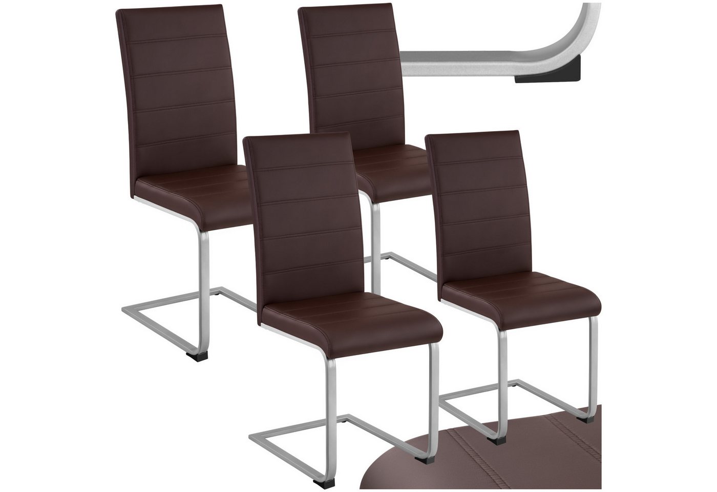 tectake Esszimmerstuhl Set Schwingstuhl (Set., 4 St), Strapazierfähiges Kunstleder von tectake