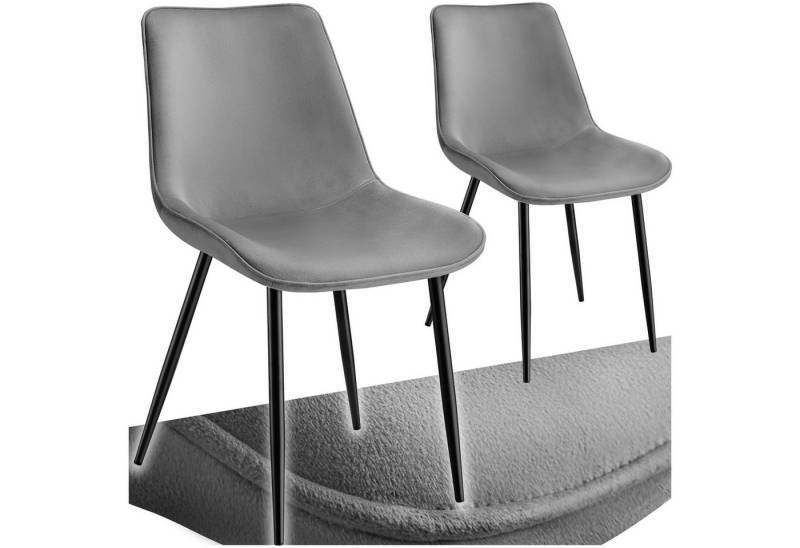 tectake Esszimmerstuhl Set Stuhl (2er Set, 2 St), gepolstert, in Samtoptik von tectake