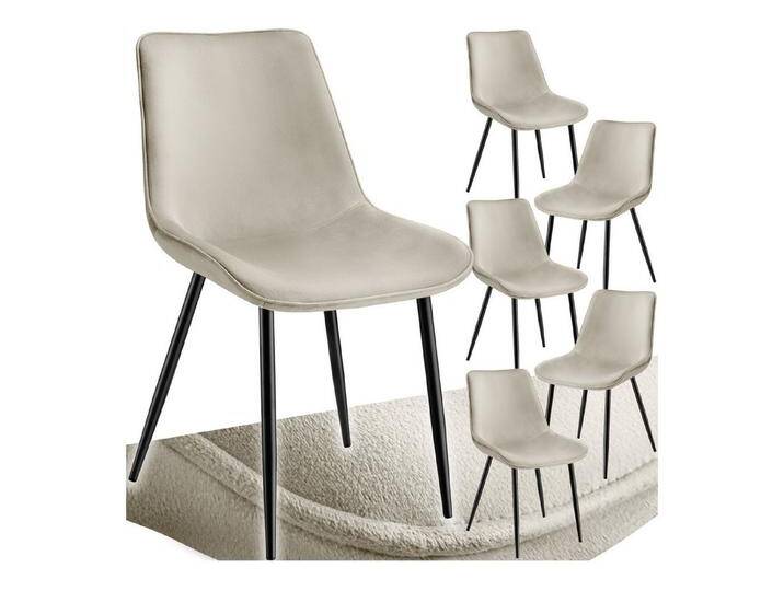 tectake Esszimmerstuhl Set Stuhl (6er Set, 6 St), gepolstert, in Samtoptik, beige, creme von tectake