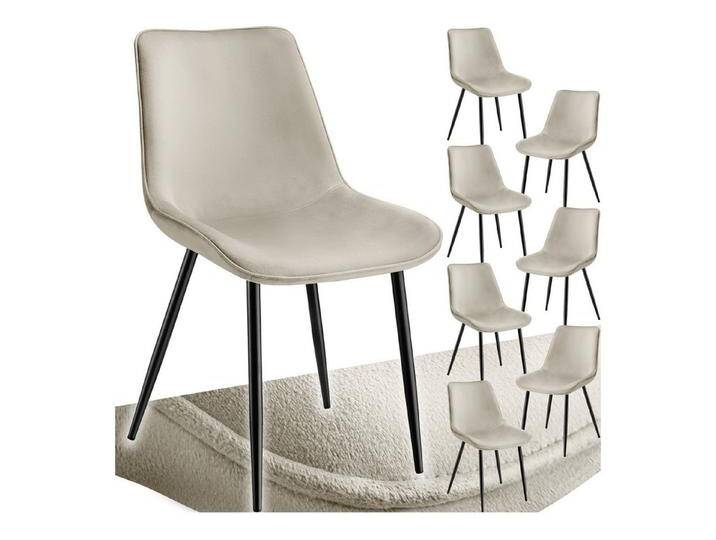 tectake Esszimmerstuhl Set Stuhl (8er Set, 8 St), gepolstert, in Samtoptik, beige, creme von tectake