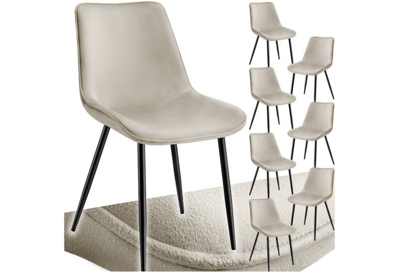 tectake Esszimmerstuhl Set Stuhl Monroe Samtoptik (Set., 8 St), Ergonomisch geformte Sitzschale mit großer Rückenlehne von tectake