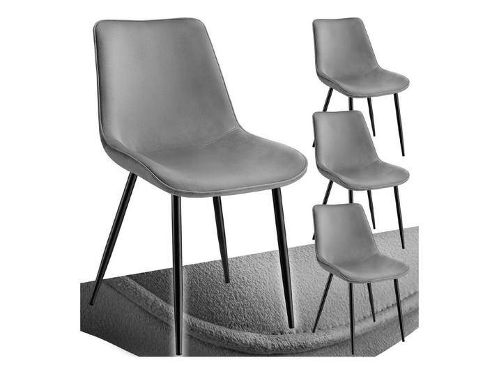 tectake Esszimmerstuhl Set Stuhl Monroe Samtoptik (Set., 4 St), Ergonomisch geformte Sitzschale mit großer Rückenlehne, grau, Polyester, 4 St., grau von tectake