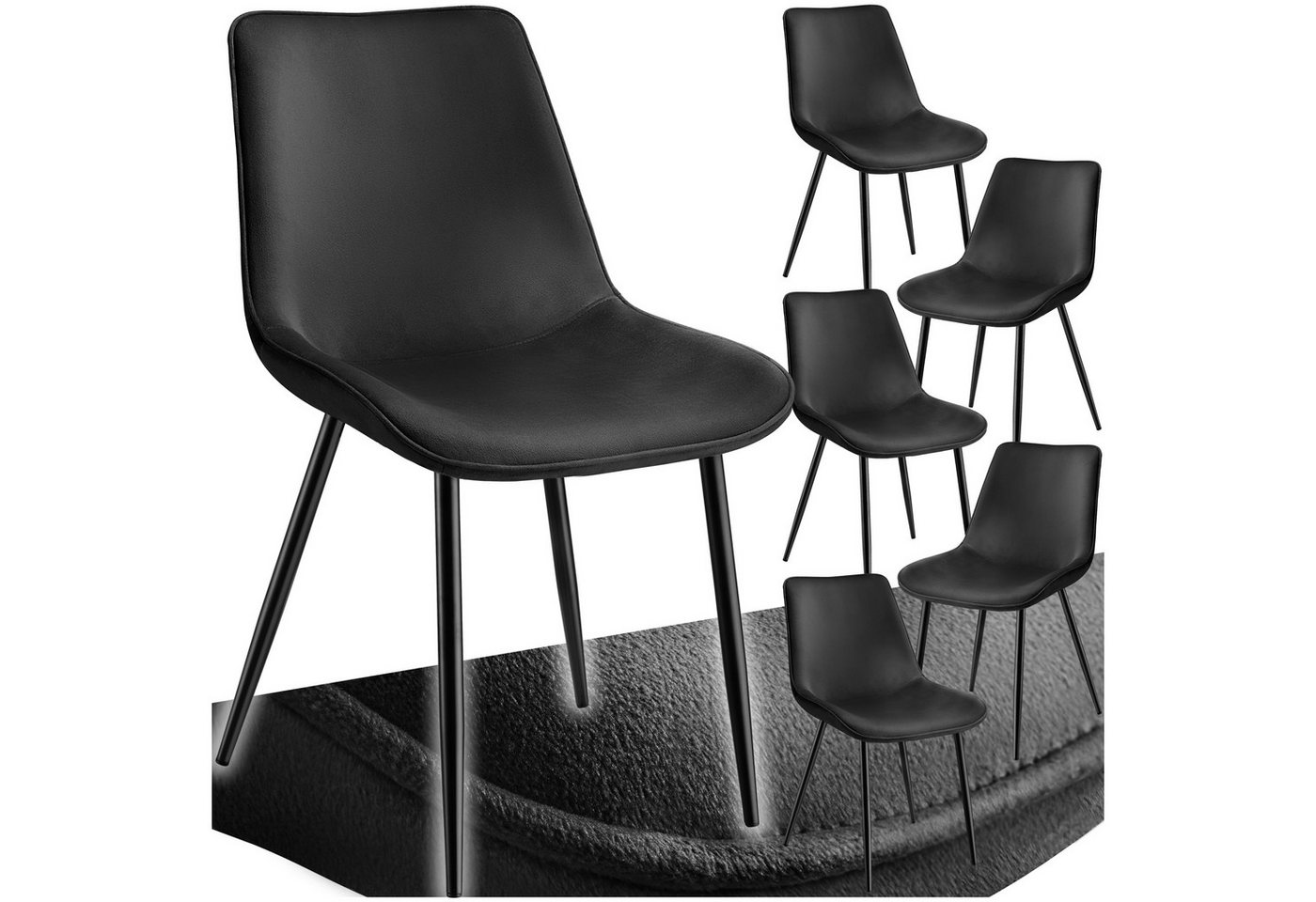 tectake Esszimmerstuhl Set Stuhl Monroe Samtoptik (Set., 6 St), Ergonomisch geformte Sitzschale mit großer Rückenlehne von tectake