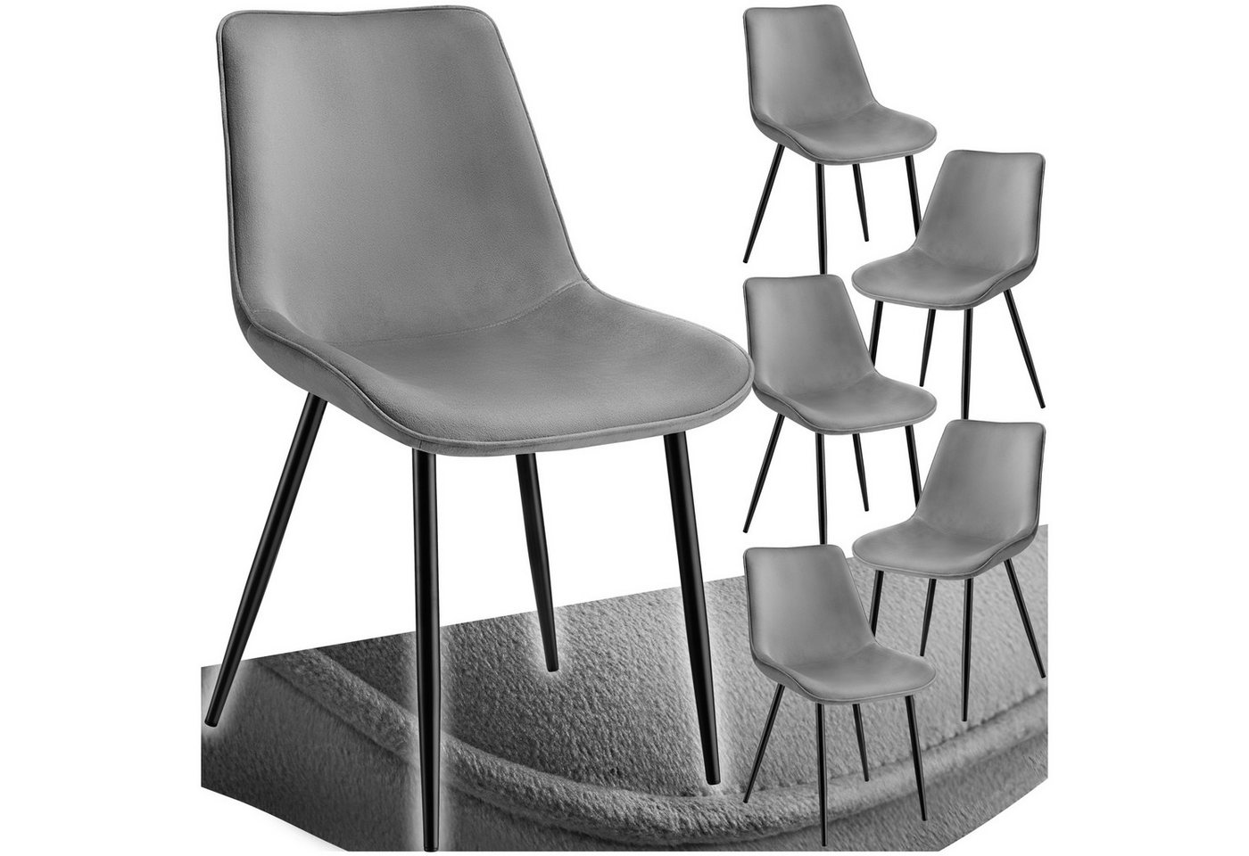 tectake Esszimmerstuhl Set Stuhl Monroe Samtoptik (Set., 6 St), Ergonomisch geformte Sitzschale mit großer Rückenlehne von tectake