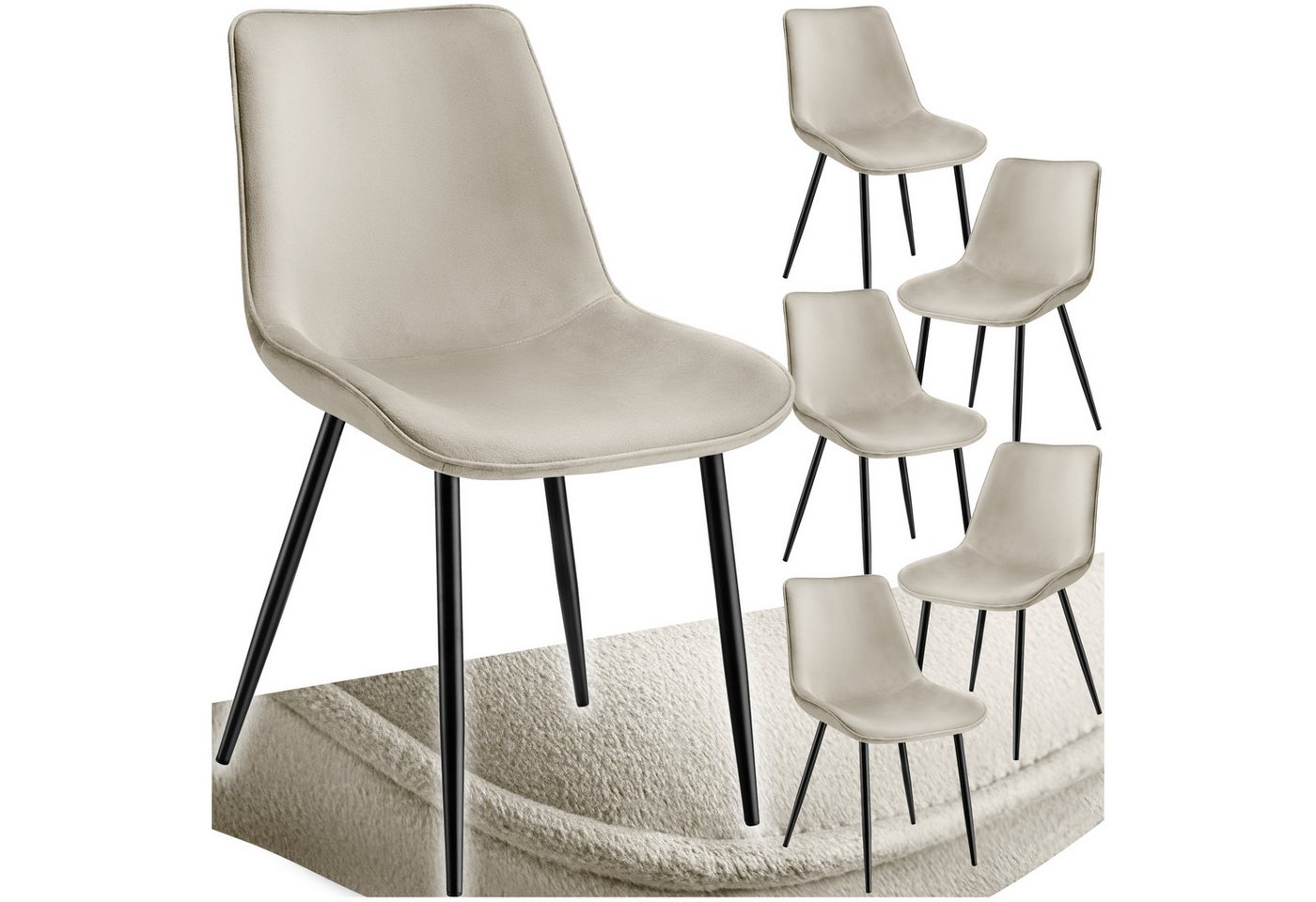 tectake Esszimmerstuhl Set Stuhl Monroe Samtoptik (Set., 6 St), Ergonomisch geformte Sitzschale mit großer Rückenlehne von tectake