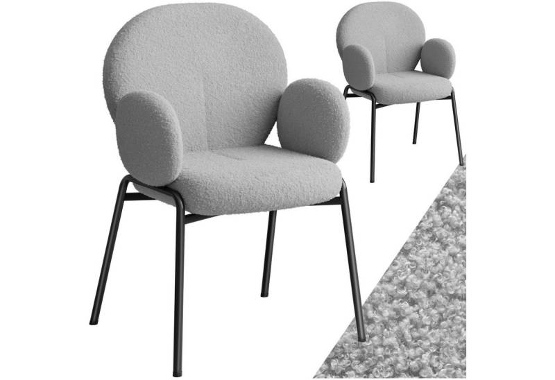tectake Esszimmerstuhl Stuhl (Set, 2 St), Extrem weiche Schaumstoffpolsterung, kuscheligem Bouclé-Stoffüberzug von tectake