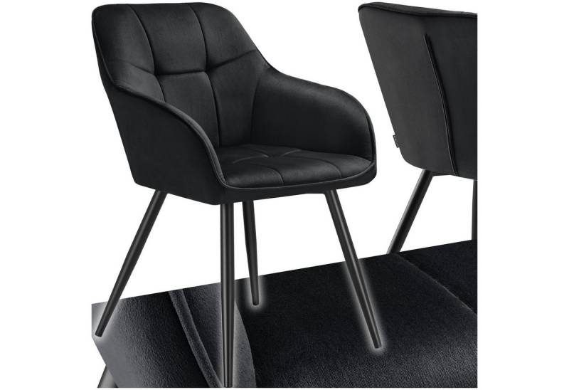 tectake Esszimmerstuhl Stuhl Marilyn, Samtoptik, gesteppt (Set, 1 St), Extra weicher Samtbezug mit elegantem Steppmuster von tectake
