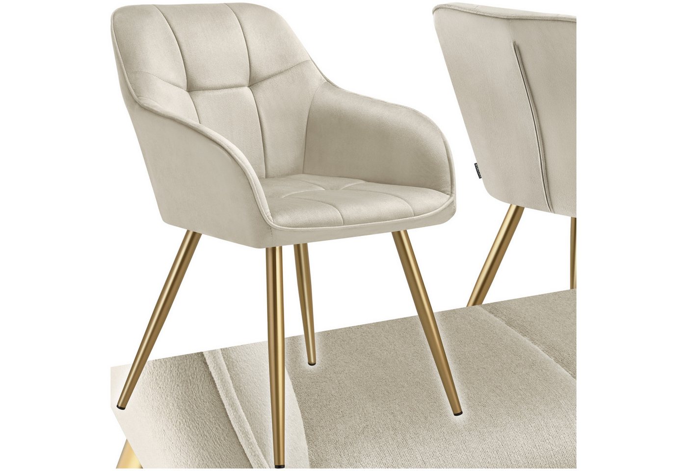 tectake Esszimmerstuhl Stuhl Marilyn, Samtoptik, gesteppt (Set, 1 St), Extra weicher Samtbezug mit elegantem Steppmuster von tectake