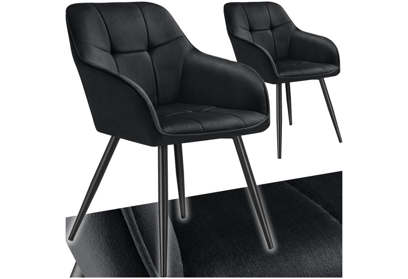 tectake Esszimmerstuhl Stuhl Marilyn, Samtoptik, gesteppt (Set, 2 St), Extra weicher Samtbezug mit elegantem Steppmuster von tectake