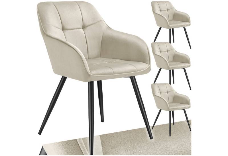 tectake Esszimmerstuhl Stuhl Marilyn, Samtoptik, gesteppt (Set, 4 St), Extra weicher Samtbezug mit elegantem Steppmuster von tectake