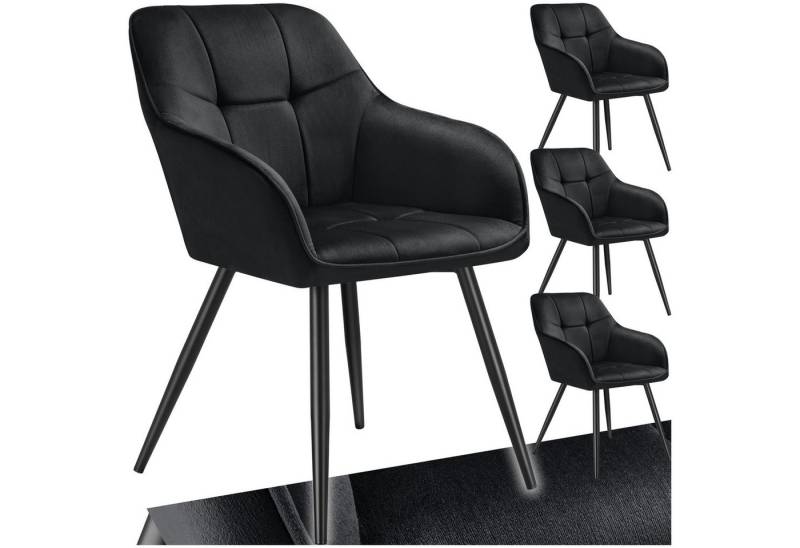 tectake Esszimmerstuhl Stuhl Marilyn, Samtoptik, gesteppt (Set, 4 St), Extra weicher Samtbezug mit elegantem Steppmuster von tectake