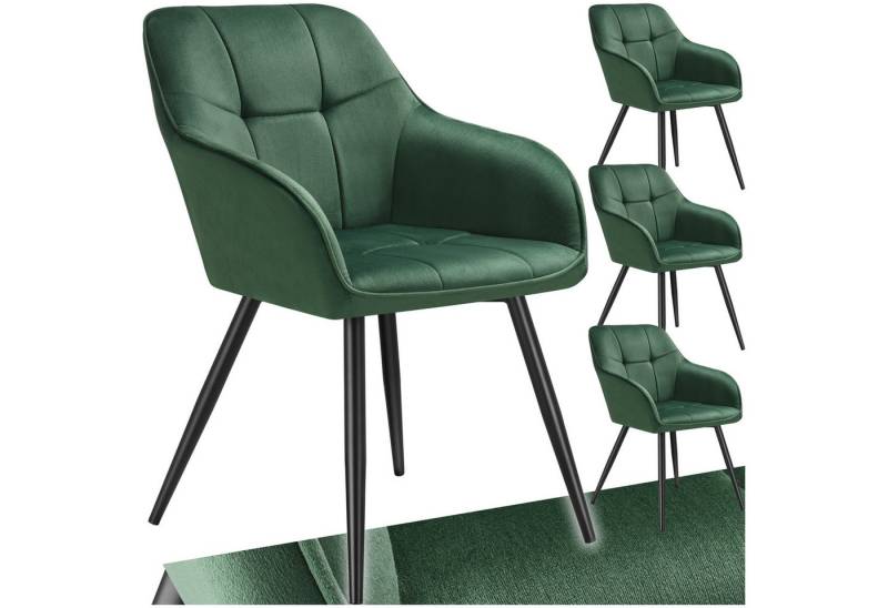 tectake Esszimmerstuhl Stuhl Marilyn, Samtoptik, gesteppt (Set, 4 St), Extra weicher Samtbezug mit elegantem Steppmuster von tectake
