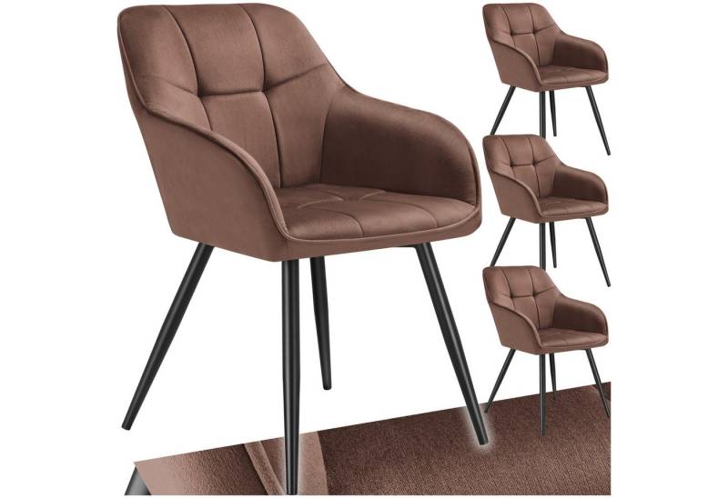 tectake Esszimmerstuhl Stuhl Marilyn, Samtoptik, gesteppt (Set, 4 St), Extra weicher Samtbezug mit elegantem Steppmuster von tectake