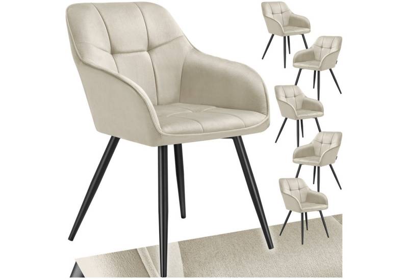 tectake Esszimmerstuhl Stuhl Marilyn, Samtoptik, gesteppt (Set, 6 St), Extra weicher Samtbezug mit elegantem Steppmuster von tectake