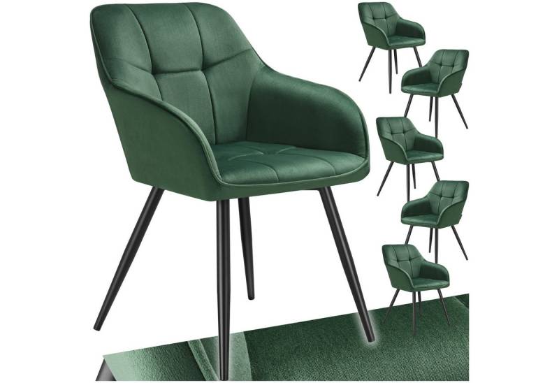 tectake Esszimmerstuhl Stuhl Marilyn, Samtoptik, gesteppt (Set, 6 St), Extra weicher Samtbezug mit elegantem Steppmuster von tectake