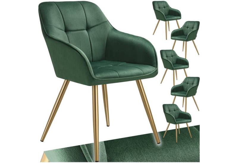 tectake Esszimmerstuhl Stuhl Marilyn, Samtoptik, gesteppt (Set, 6 St), Extra weicher Samtbezug mit elegantem Steppmuster von tectake