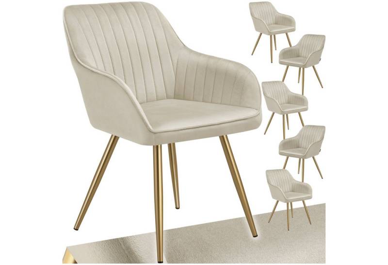 tectake Esszimmerstuhl Stuhl Marilyn, Samtoptik, gesteppt (Set, 6 St), Extra weicher Samtbezug mit stilvollem Steppmuster von tectake