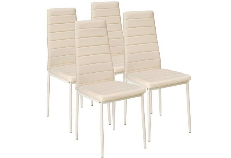tectake Esszimmerstuhl 4er Set Esszimmerstuhl (4er Set, 4 St), gepolstert mit Kunstlederbezug von tectake