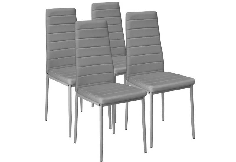 tectake Esszimmerstuhl 4er Set Esszimmerstuhl (4er Set, 4 St), gepolstert mit Kunstlederbezug von tectake