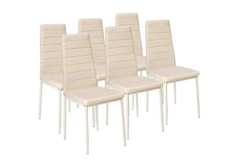 tectake Esszimmerstuhl 6er Set Esszimmerstuhl (6er Set, 6 St), gepolstert mit Kunstlederbezug von tectake
