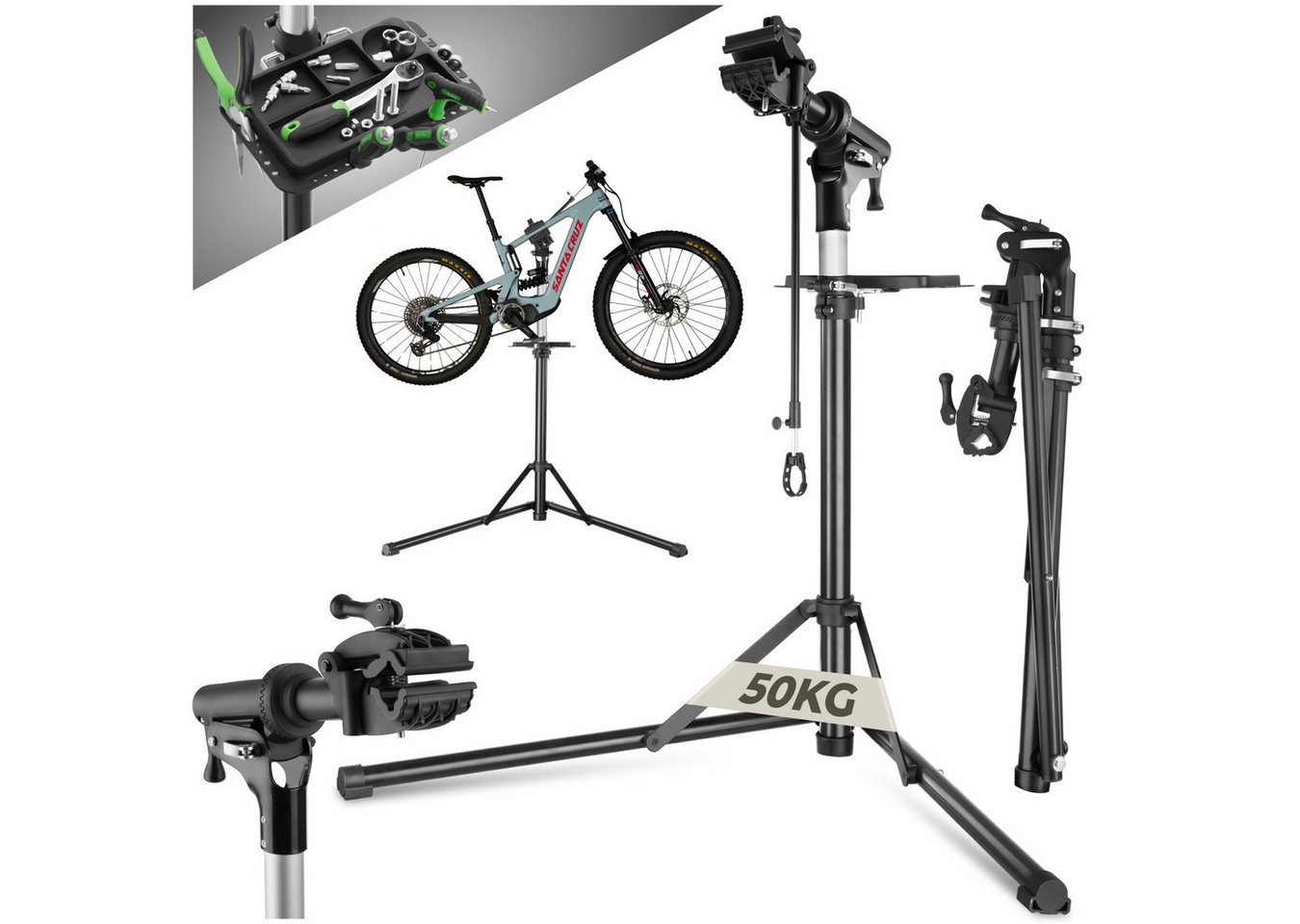 tectake Fahrrad-Montageständer Fahrradmontageständer, bis 50kg, E-Bike geeignet von tectake