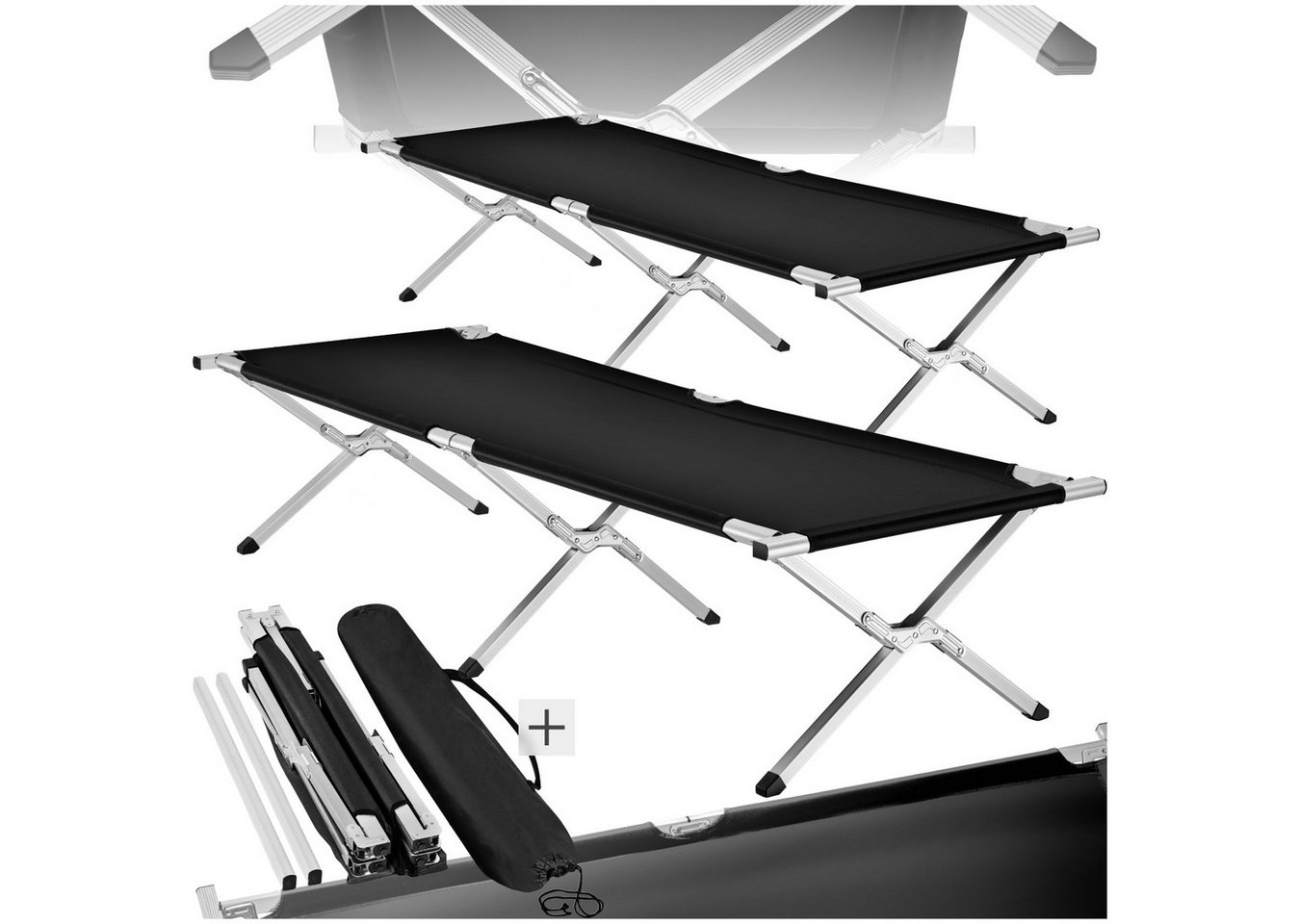 tectake Feldbett 2er Set Feldbett (2er Set, 2-St) mit Aluminiumgestell von tectake