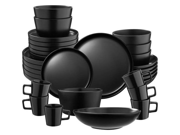 tectake GESCHIRRSET, Schwarz, Keramik, 26x2.3x26 cm, Essen & Trinken, Geschirr, Geschirr-Sets von tectake