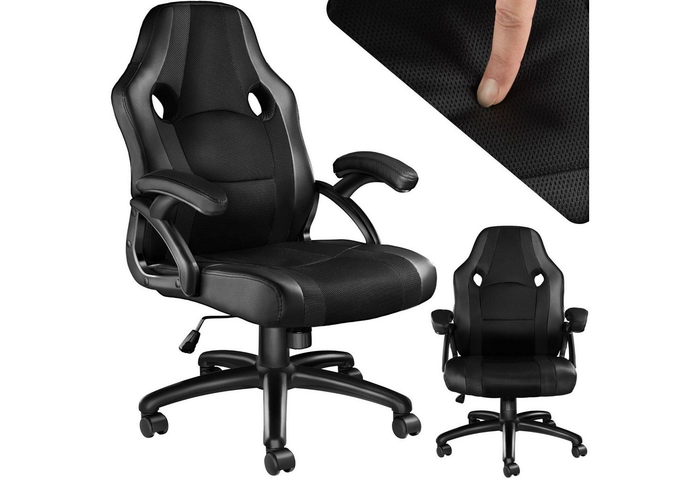 tectake Gaming-Stuhl Bürostuhl (1er Set, 1 St), ergonomische Form von tectake