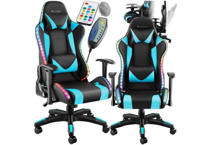 tectake Gaming-Stuhl Gamingstuhl (Set., 1 St), Verstellbare Rückenlehne und Armlehnen für ergonomisches Sitzen von tectake
