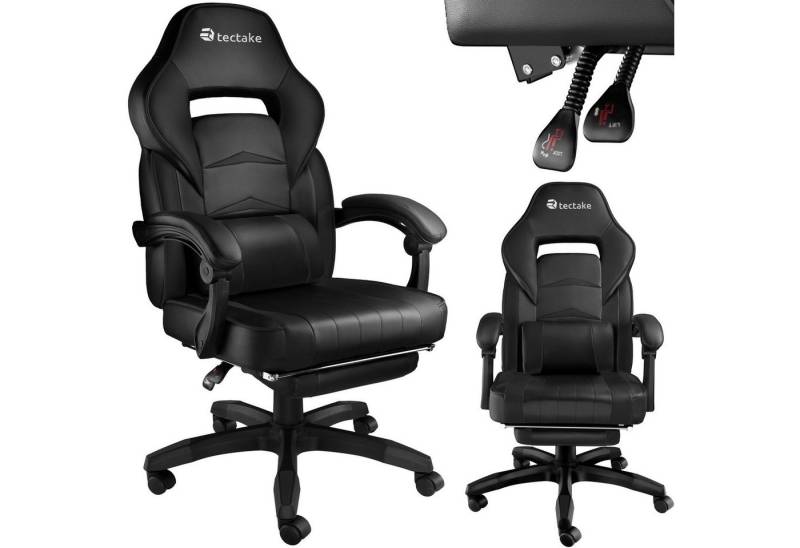 tectake Gaming-Stuhl Racing Bürostuhl (Set., 1 St), Dicke Polsterung mit strapazierfähigem Kunstlederbezug von tectake