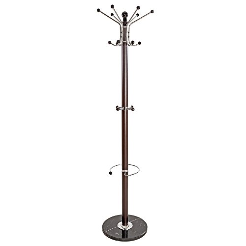 tectake Garderobenständer Kleiderständer mit Stabiler Steinplatte ca. 170 cm hoch Metall - Diverse Farben (Schwarzbraun | Nr. 401033) von tectake
