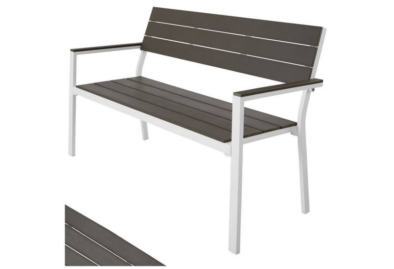 tectake Gartenbank Sitzbank Line 2-Sitzer mit Aluminiumrahmen 128x59x88cm, 2-Sitzer von tectake