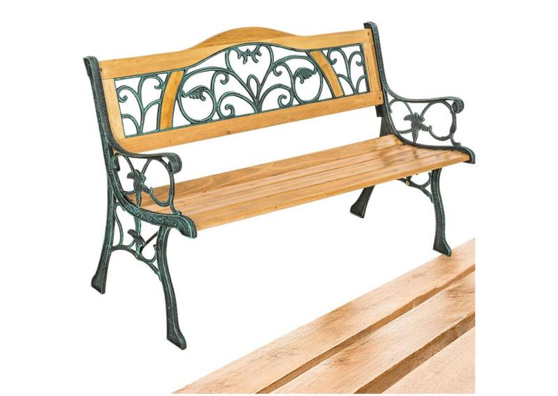 tectake Gartenbank Sitzbank Kathi 2-Sitzer aus Holz und Gusseisen 124x60x83cm, 2-Sitzer von tectake