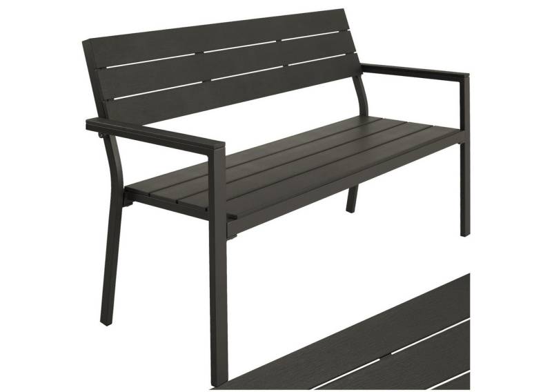 tectake Gartenbank Sitzbank Line 2-Sitzer mit Aluminiumrahmen 128x59x88cm, 2-Sitzer von tectake